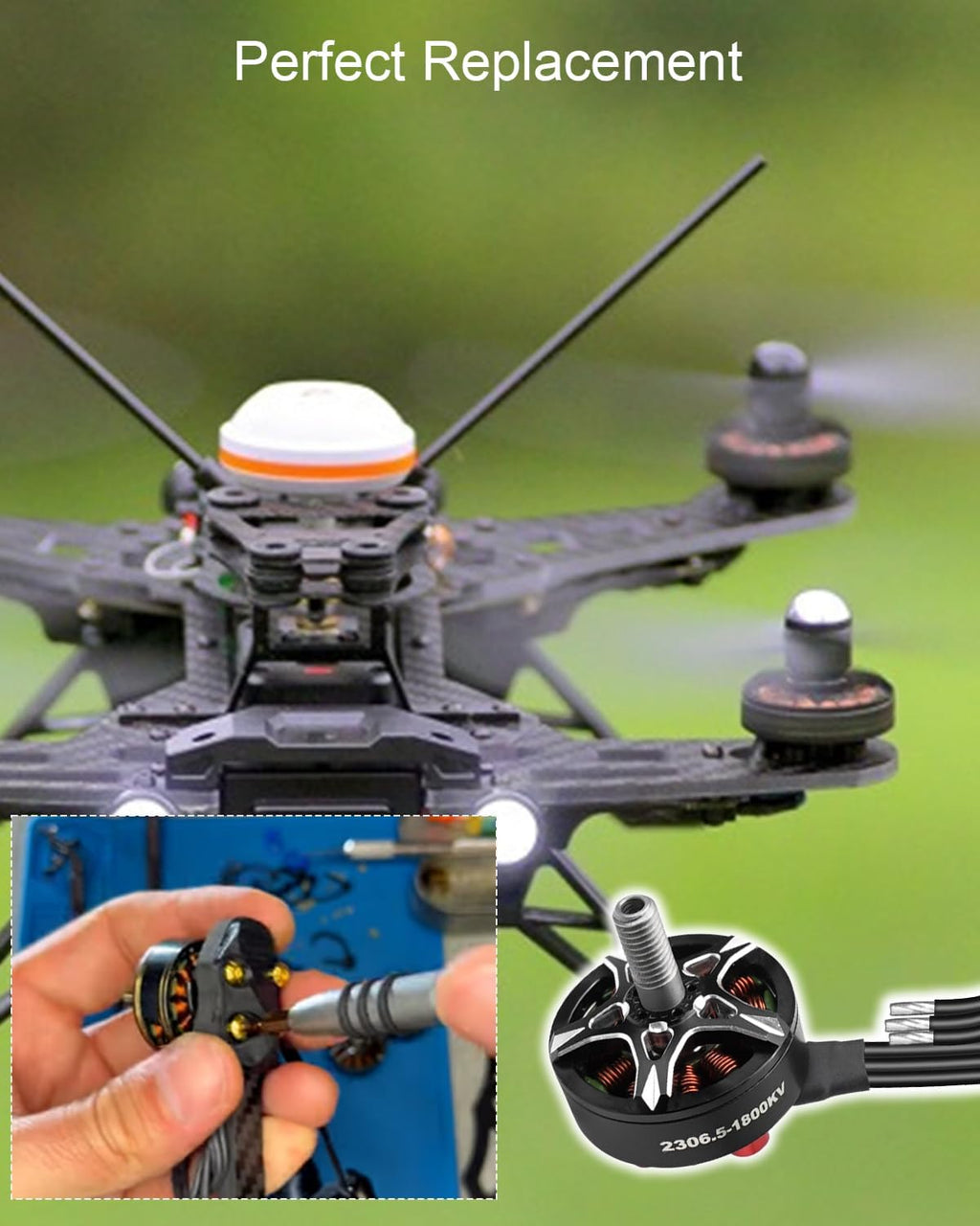 FPV Drone Motor 2306.5 1800KV 6S Brushless Motor Fit for FPV Racing Drone QAV Quadcopter, 4 Pcs