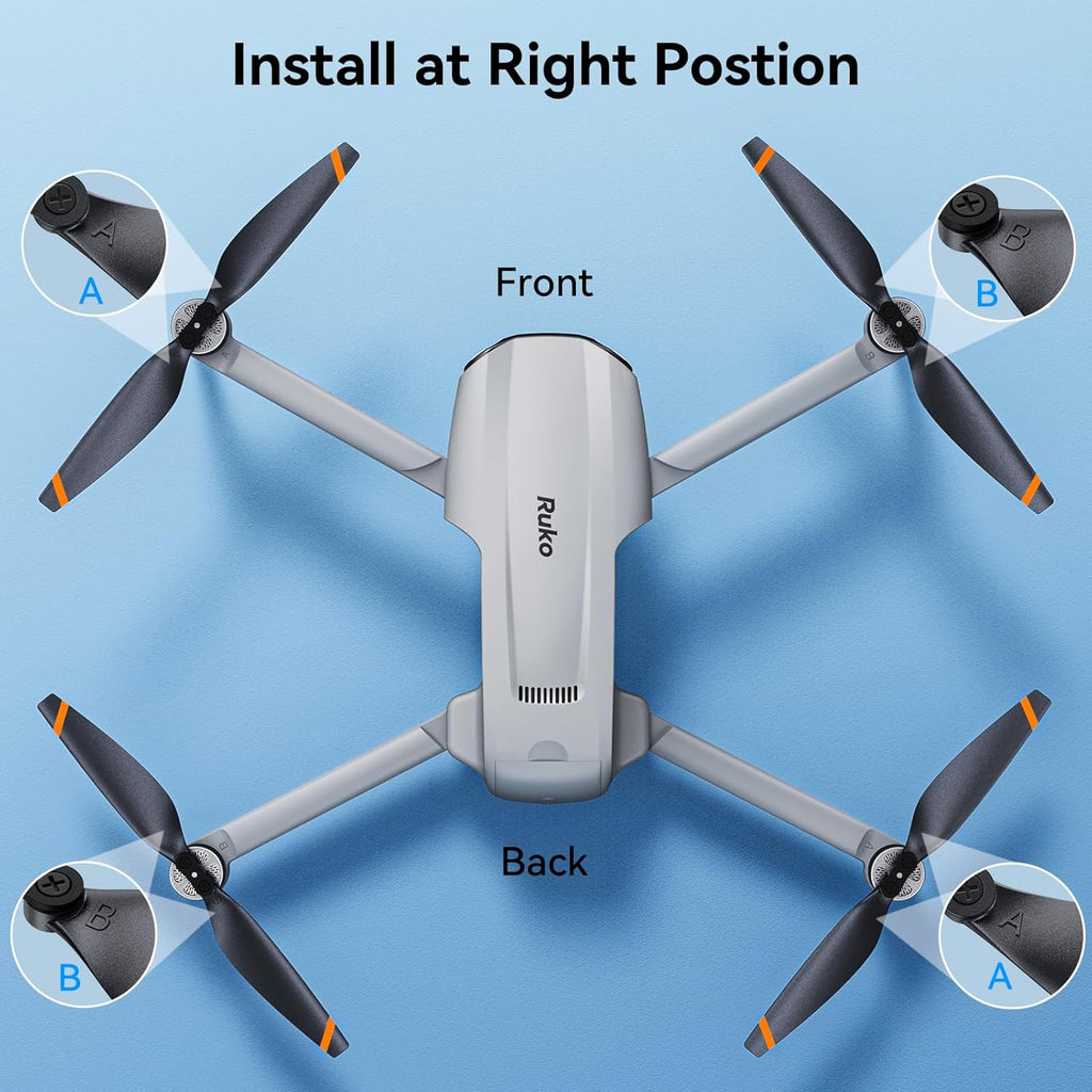 Ruko F11PRO 2 Drone Propellers (4Packs) - Replacement Blades, Spare Drone Accessories, Grey,