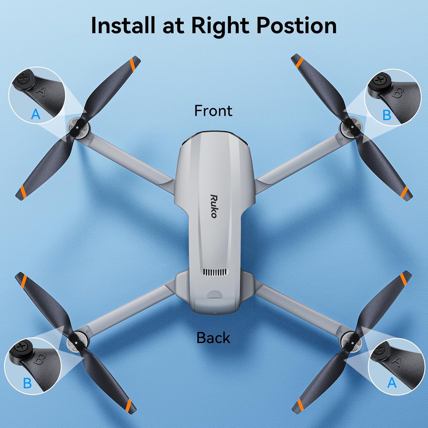 Ruko F11PRO 2 Drone Propellers (4Packs) - Replacement Blades, Spare Drone Accessories, Grey,
