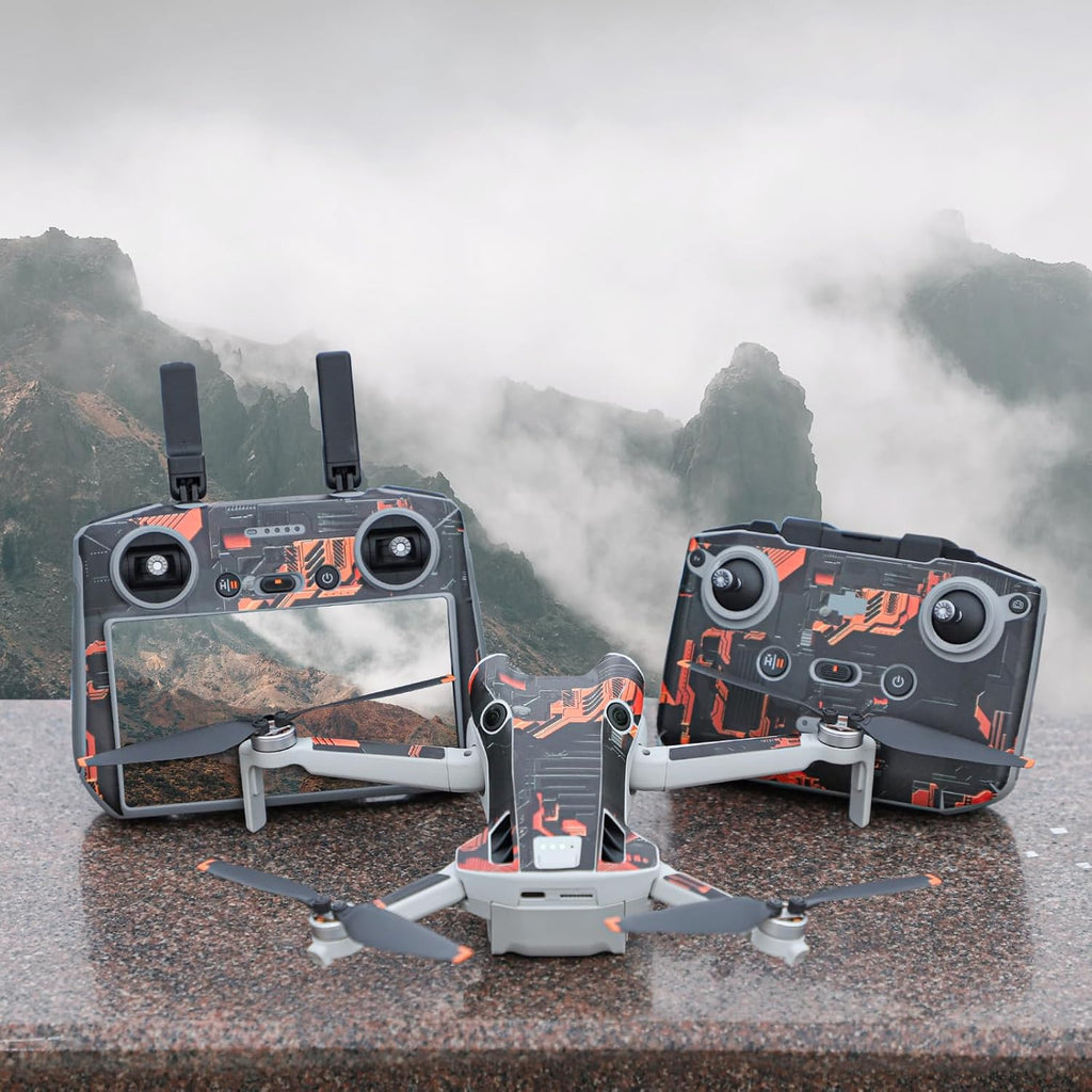 Skin Stickers Compatible with DJI Mini 4 Pro, Waterproof Sticker Decal Skin DIY Accessory for DJI Mini 4 Pro Drone and RC 2 Controller (E)