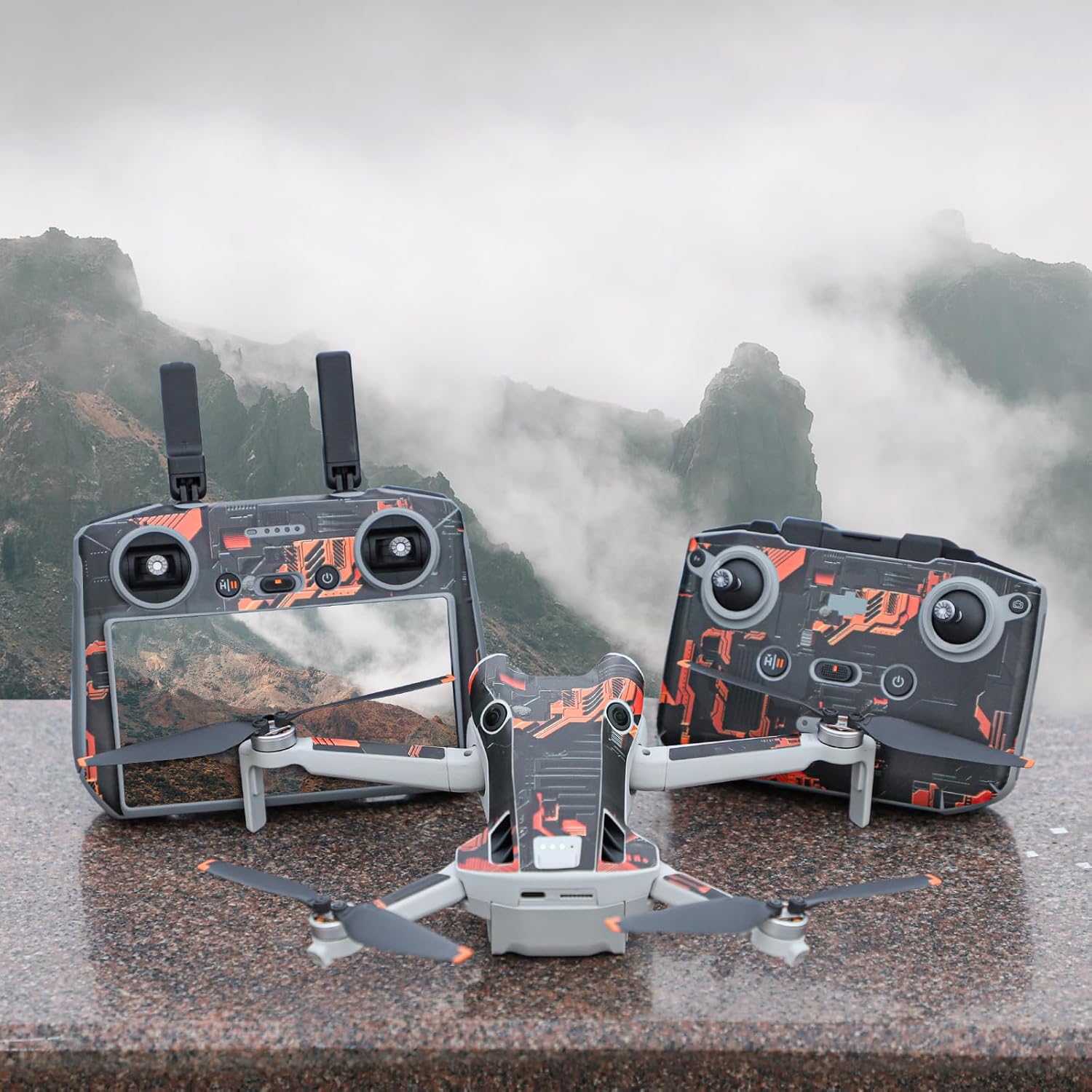 Skin Stickers Compatible with DJI Mini 4 Pro, Waterproof Sticker Decal Skin DIY Accessory for DJI Mini 4 Pro Drone and RC 2 Controller (E)