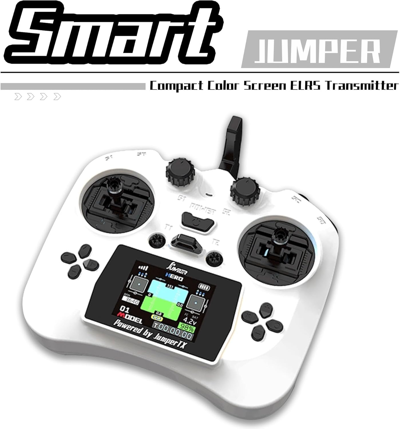 SPEEDY BEE Jumper Smart ELRS 2.4G RC Transmitter with 2-Inch HD Color IPS Screen, Hall Sensor Gimbals, 8km Control Range, USB-C Fast Charging & Simulator for RC FPV Drone