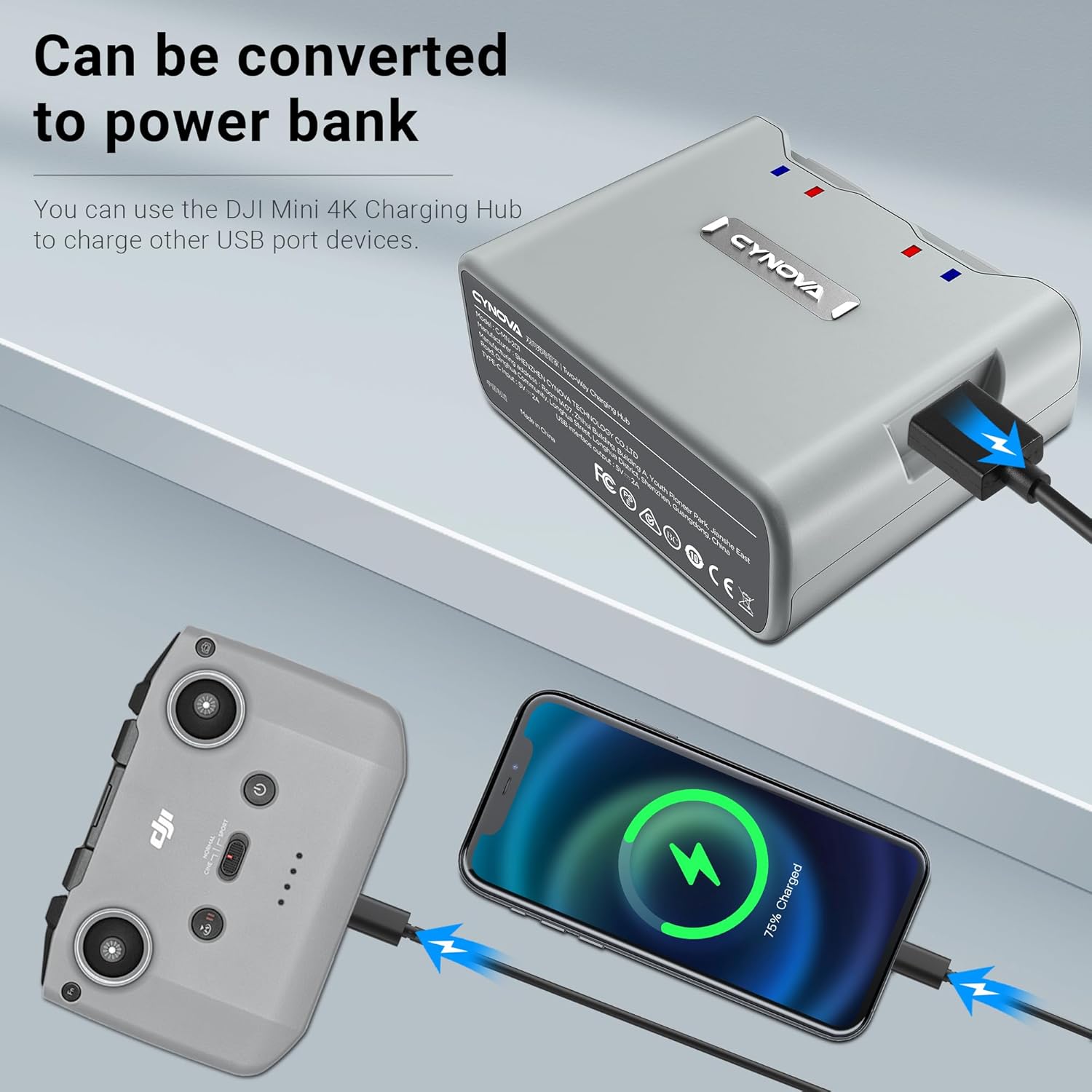 CYNOVA DJI Mini 4K Battery Charger, DJI Mini 4K Two-Way Charging Hub DJI Mini 2 Battery Charger Compatible with DJI Mavic Mini 2 /DJI Mini SE/Mavic Mini 2 SE for DJI Mini 4K Accessories & DJI Drone