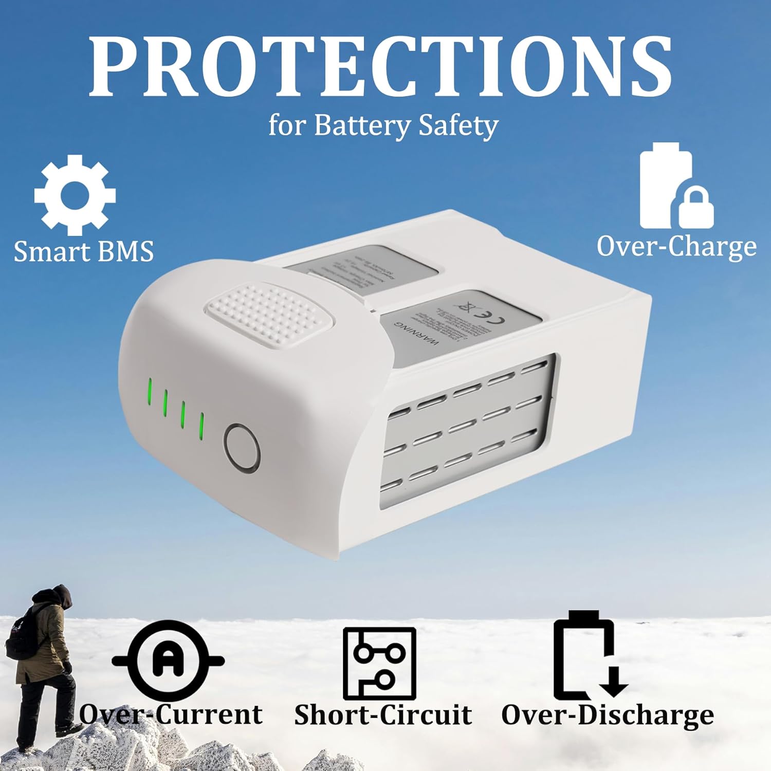 Phantom 4 Battery, 5870mAh-15.2V Intelligent Flight Drone Battery Replacement for DJI Phantom 4 Standard/Pro/RTK/Advanced/Pro v2.0