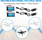 2PCS 3.7V 1200mAh 30C Lipo Battery with USB Charging Cable Molex Plug for SYMA X5SW X5SC X5SC-1 KY601S RC Drone Lithium Battery Accessories (2PCS Battery+2 USB)