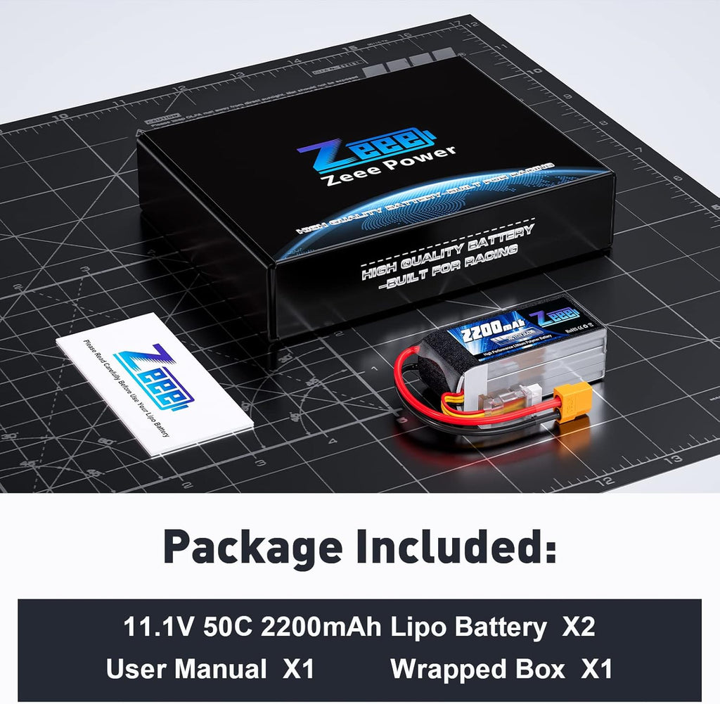 Zeee 3S Lipo Battery 2200mAh 11.1V 50C Shorty Pack Battery with XT60 Plug for RC Car Truck RC Vehicles Boat Drone RC Airplane Quadcopter Helicopter FPV Racing Hobby Models(2 Pack)