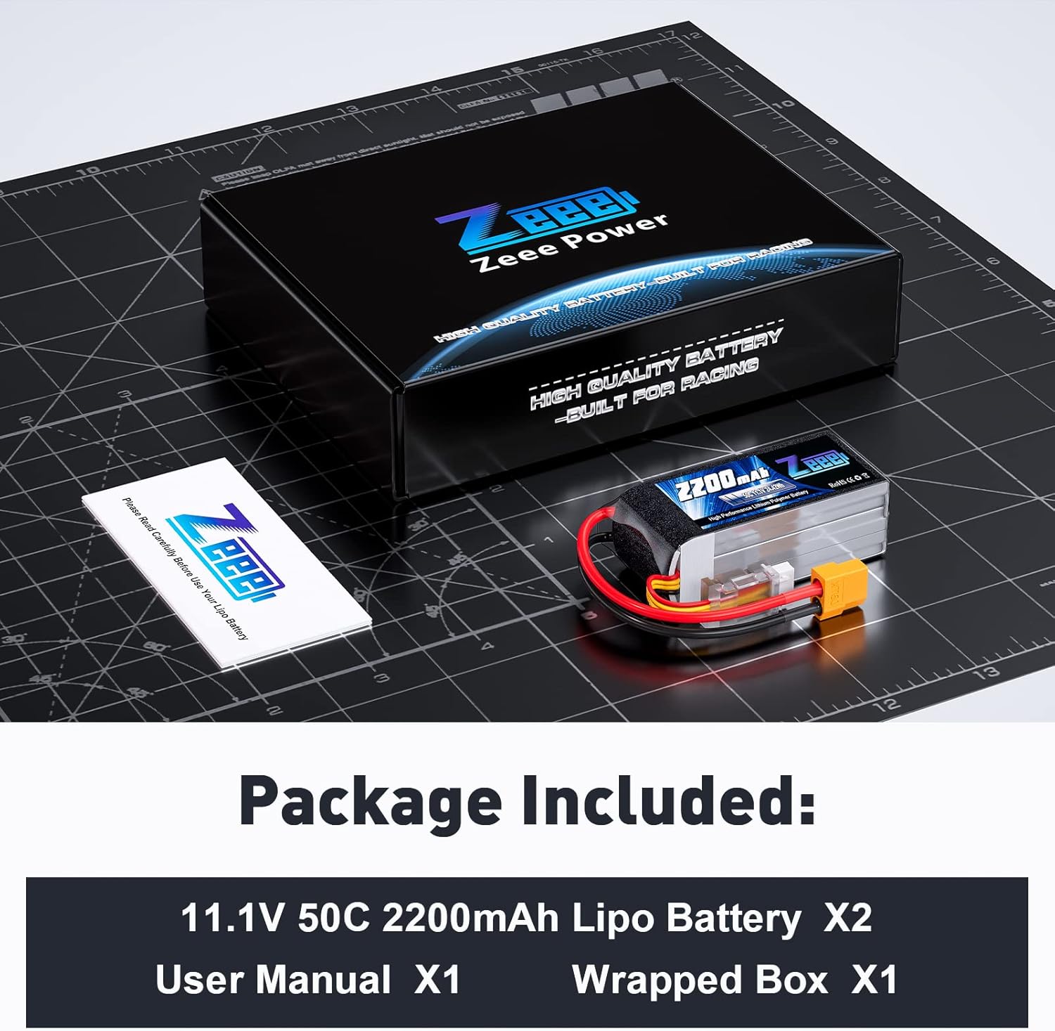 Zeee 3S Lipo Battery 2200mAh 11.1V 50C Shorty Pack Battery with XT60 Plug for RC Car Truck RC Vehicles Boat Drone RC Airplane Quadcopter Helicopter FPV Racing Hobby Models(2 Pack)