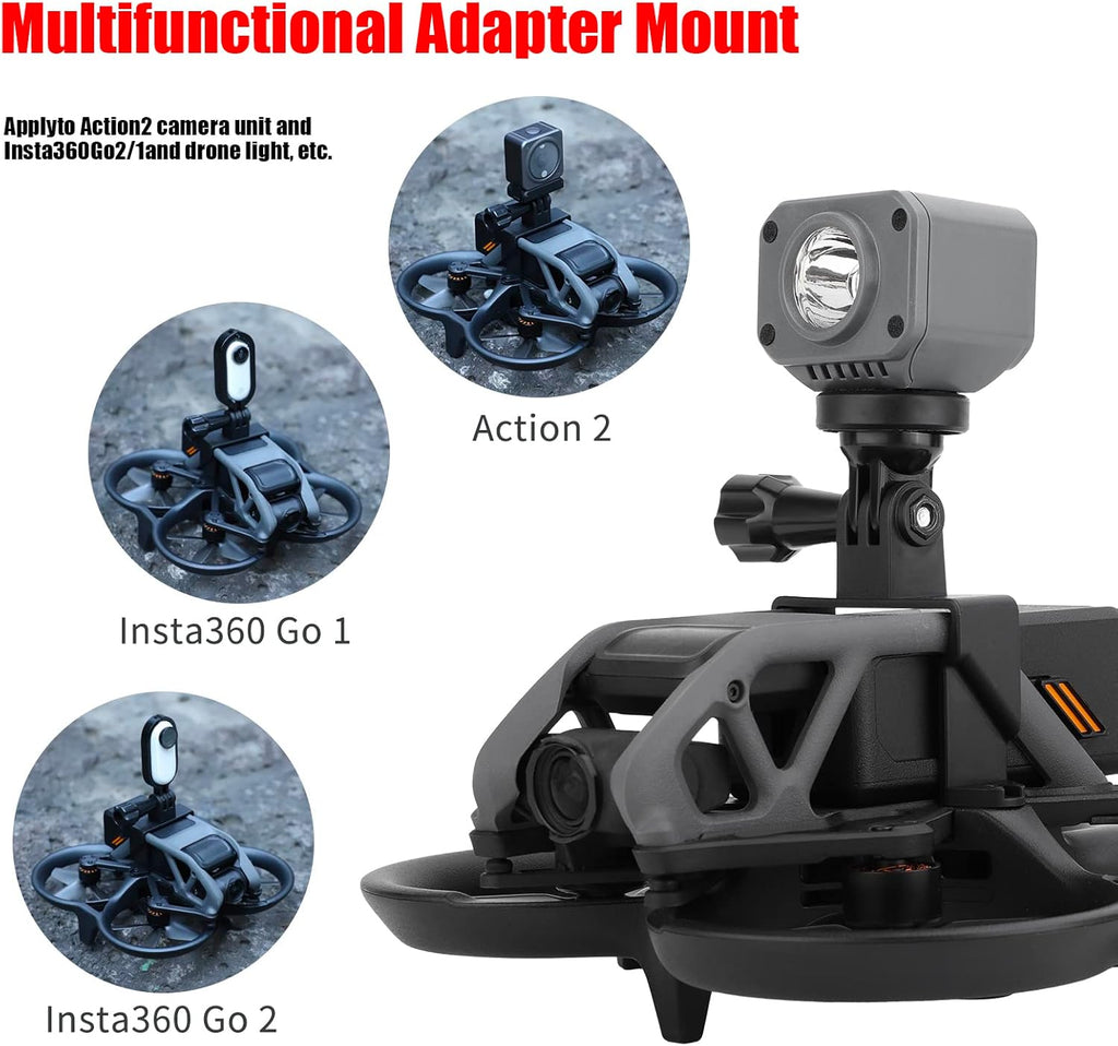 Avata FPV Adapter Mount Bundle for DJI Avata Drone Action 2 for Insta360 Go 1 Go 2 Action Cameras Accessories Extended Holder Bracket with 1/4 Screw Top Extension