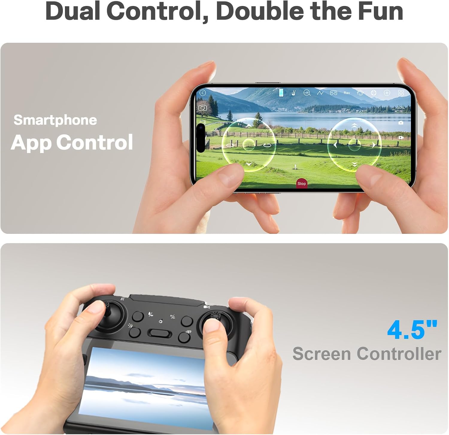 Drone for Kids with Camera and 4.5 Screen Remote ¨C Beginner RC Drone with Brushless Motor, Optical Flow Hover, One-Key Takeoff, 2 Batteries