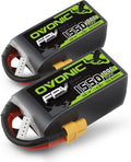OVONIC 4s Lipo Battery 100C 1550mAh 14.8V Lipo Battery with XT60 Connector for RC FPV Racing Drone Quadcopter(2 Packs)