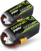 OVONIC 4s Lipo Battery 100C 1550mAh 14.8V Lipo Battery with XT60 Connector for RC FPV Racing Drone Quadcopter(2 Packs)