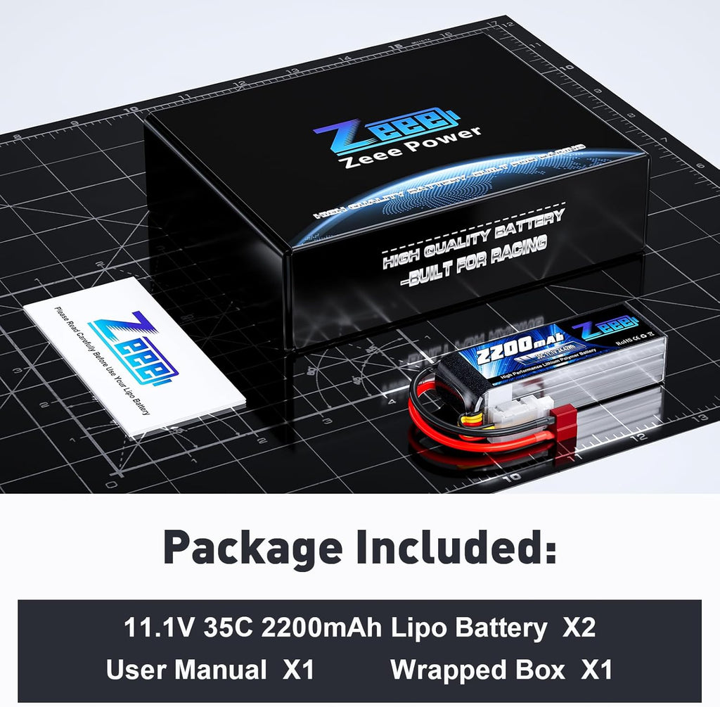 Zeee 3S LiPo Battery 2200mAh 11.1V 35C Soft Case Battery with T Connector for RC Airplane RC Quadcopter Helicopter Drone FPV (2 Pack)
