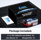 Zeee 3S LiPo Battery 2200mAh 11.1V 35C Soft Case Battery with T Connector for RC Airplane RC Quadcopter Helicopter Drone FPV (2 Pack)