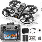 4.5 HD Screen Remote Control Drone with 2K Dual Camera & Brushless Motors, 360¡ã Protection Safety Quadcopter, Auto Hovering, 3D Flips, Headless Mode, Follow Me, LED Light, WiFi FPV, 2 Batteries 30 Min Flight, Great Gift for Adults, Kids, Beginners