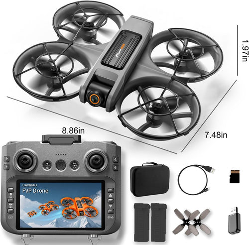 4.5 HD Screen Remote Control Drone with 2K Dual Camera & Brushless Motors, 360¡ã Protection Safety Quadcopter, Auto Hovering, 3D Flips, Headless Mode, Follow Me, LED Light, WiFi FPV, 2 Batteries 30 Min Flight, Great Gift for Adults, Kids, Beginners