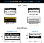 FAA Drone Labels (2 Sets of 3) + FAA UAS Registration ID Card for Hobbyist Pilots - Optional Battery Labels