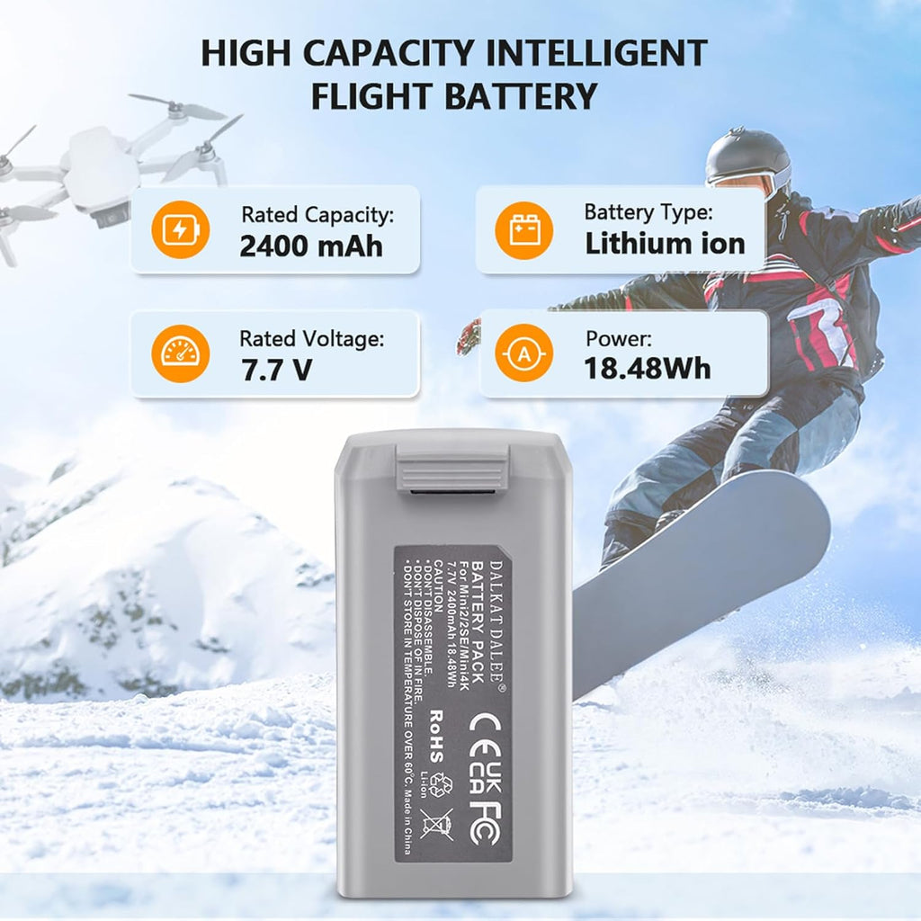 2-Pack Mini 4K Intelligent Flight Battery for DJI Mini 2 / SE / 4K/ 2 SE Drone 2400mah Upgraded Drone Battery Replacement Parts, Up to 31 Minutes of Flying Time