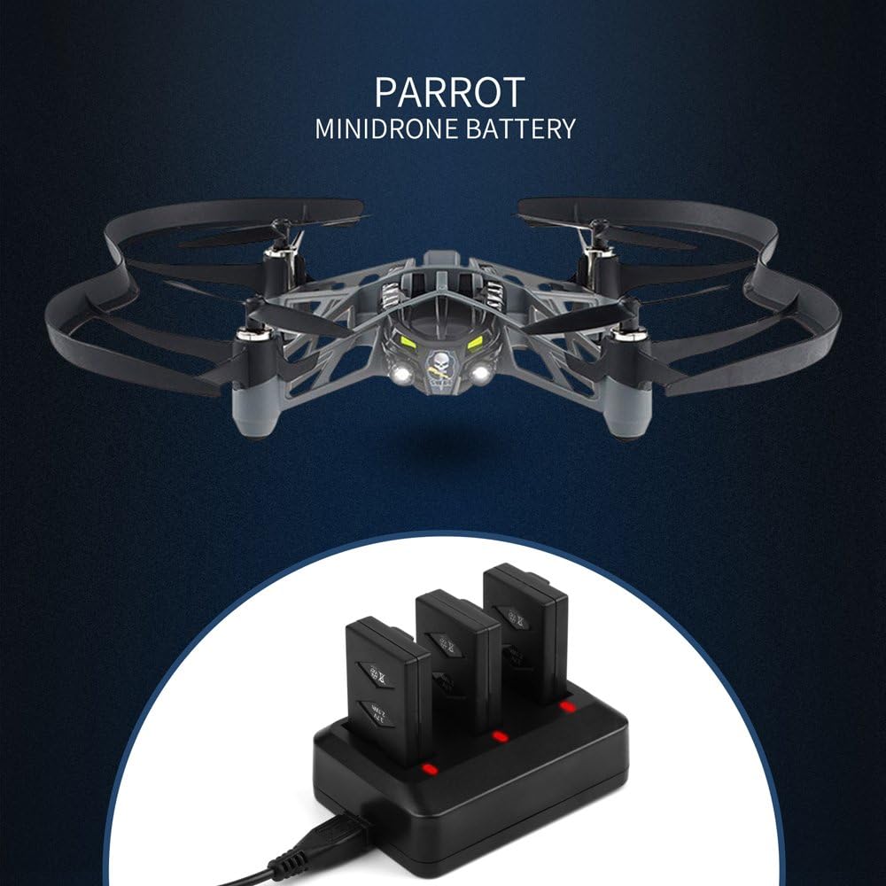 D&F Replacement Battery 3 Pack 660mAh Battery with Rechargeable Charger for Parrot MiniDrone Jumping Sumo,Swing,Mambo,Parrot Mini Drone Rolling Spider