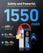 Zeee Premium Pro 1550mAh 4S Lipo Battery 14.8V 150C Ultra-Low IR Soft Pack RC Battery with XT60 Plug for FPV Drone Quadcopter Racing Helicopter Airplane RC Boat RC Car RC Models(2 Pack)