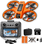 Upgraded Drones with Camera 2K for Adults & Beginners, 4.5inch LCD Screen Remote Control with Gesture Control, Brushless Motor FPV Drone, Follow Me, Auto Hover, 2 Batteries 30 Mins Flight, Includes Carry Case