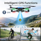 GPS Drone with 4K HD Camera for Adults,4.5 inch HD Screen on Remote Controller,FPV RC Drones with Auto Return, Follow Me and Lightweight,2 PCS Batteries for Long Flight Time,Easy Fly Quadcopter for Beginners,Under 250g