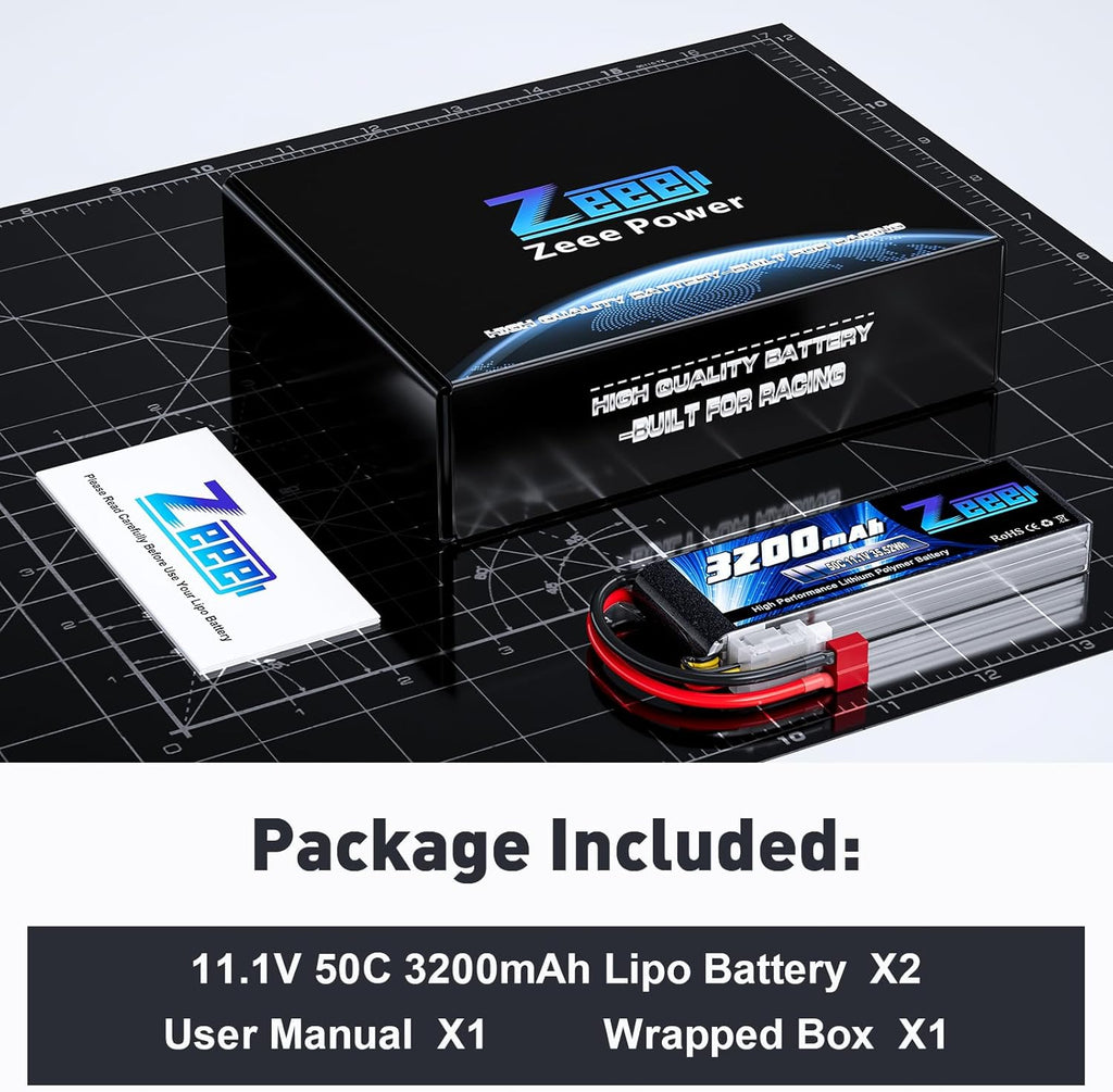 Zeee 3S Lipo Battery 3200mAh 11.1V 50C Soft Case Battery with T Connector for RC Airplane RC Helicopter RC Car RC Truck RC Boat UAV Drone FPV(2 Pack)
