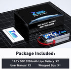 Zeee 3S Lipo Battery 3200mAh 11.1V 50C Soft Case Battery with T Connector for RC Airplane RC Helicopter RC Car RC Truck RC Boat UAV Drone FPV(2 Pack)