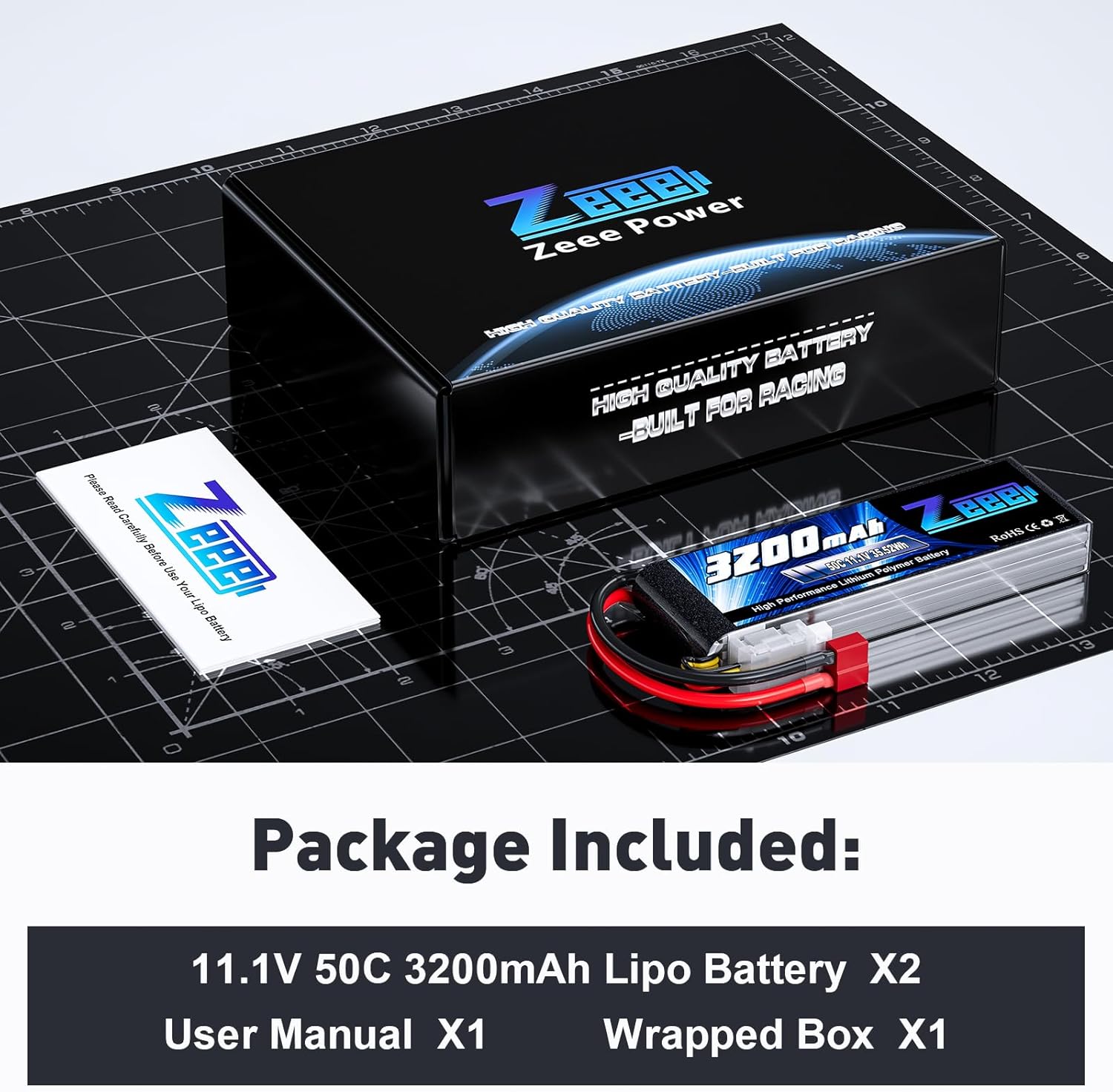 Zeee 3S Lipo Battery 3200mAh 11.1V 50C Soft Case Battery with T Connector for RC Airplane RC Helicopter RC Car RC Truck RC Boat UAV Drone FPV(2 Pack)