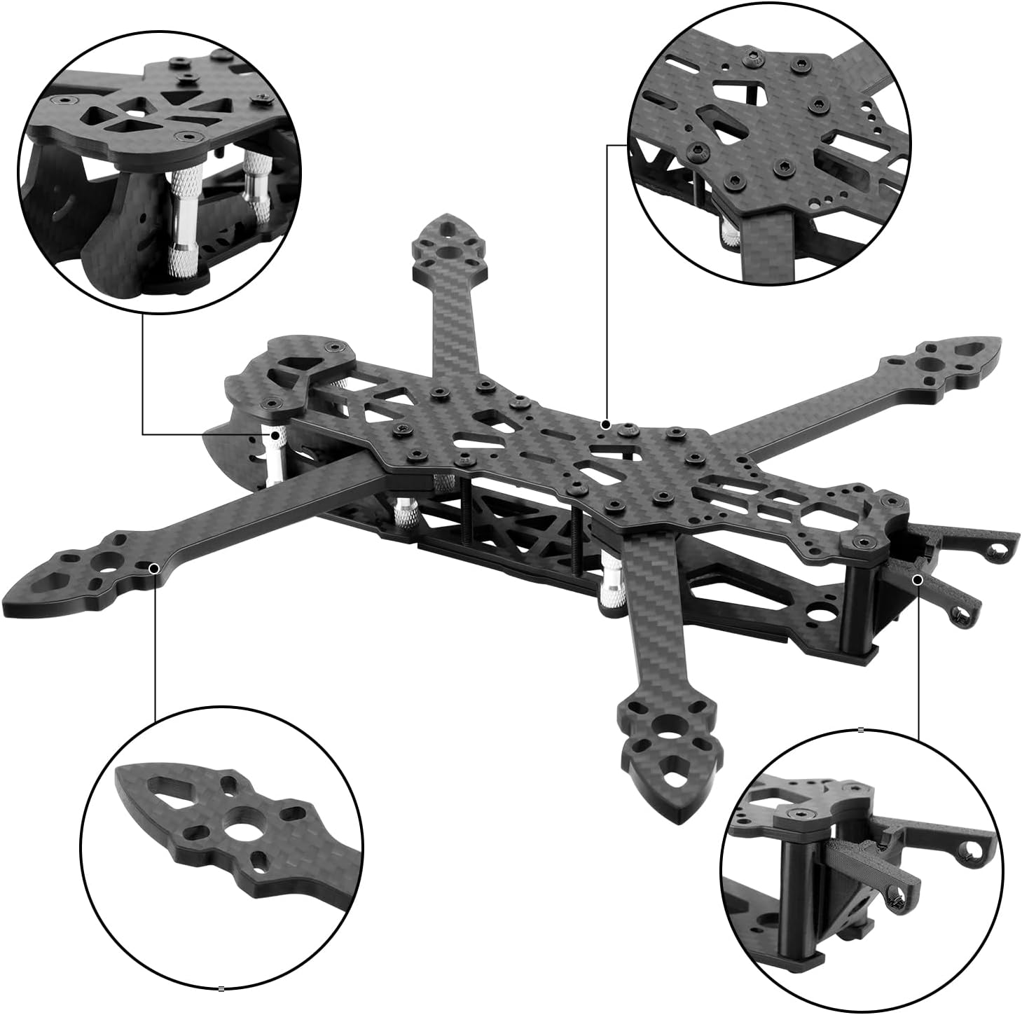 Mark4 HD 5-Inch FPV Racing Drone Frame Kit, 225mm Wheelbase Carbon Fiber Quadcopter Frame with 5mm Arm for RC Freestyle FPV, Drone Quad Compatible with DJI FPV Air Unit Vista System