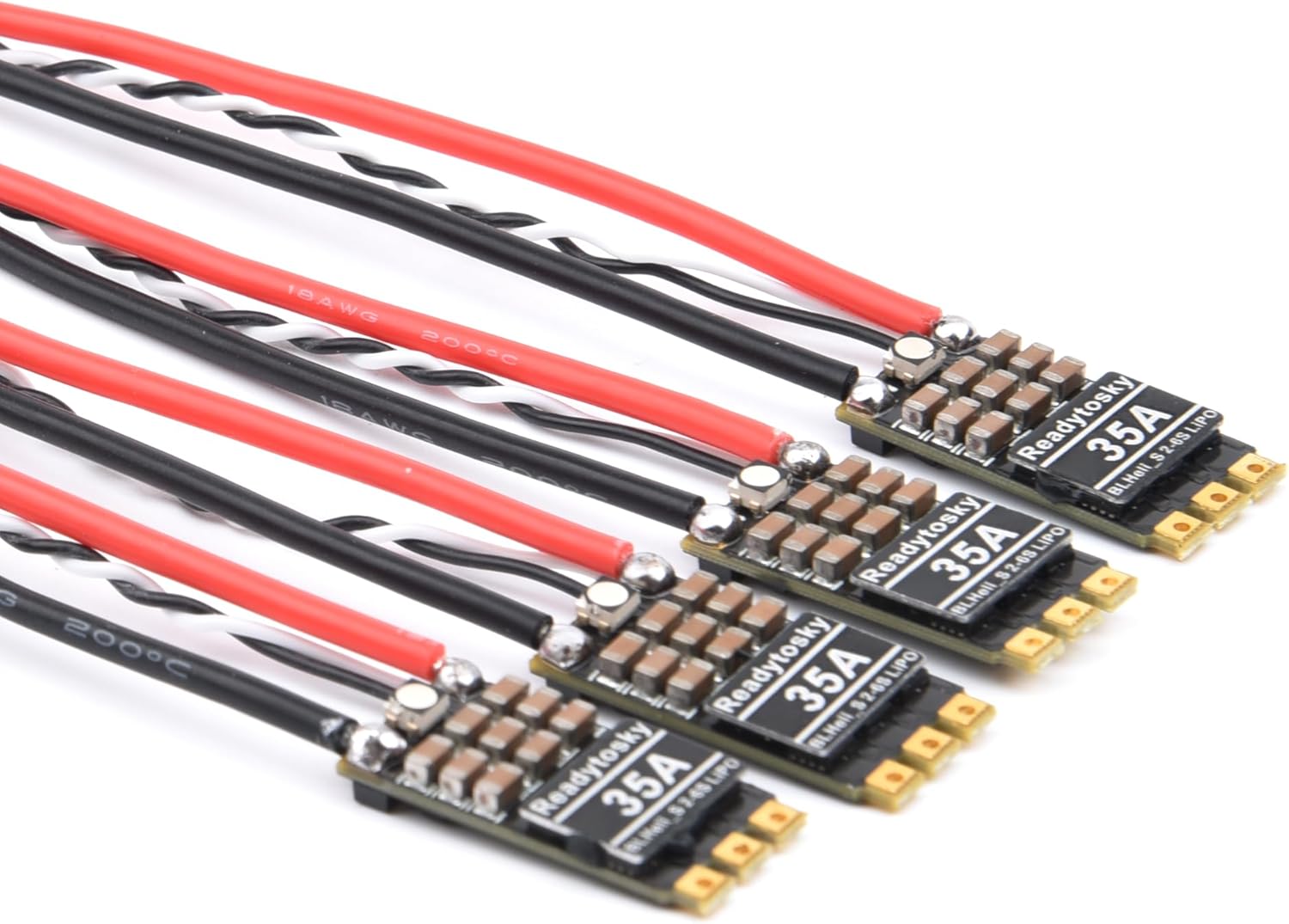 Readytosky 35A ESC 2-6S Brushless ESC Lipo BLHeli_S Brushless Electronic Speed Controller Support D-Shot 150/300/600 for FPV Drone RC Helicopter Quadcopter(4PCS)