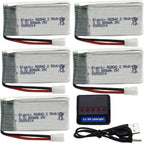 Blomiky 5 Pack 3.7V 800mAh Li-PO 25C MX2.0 Battery and 4 in 1 Board Box fit for Syma X5SW X5C-1 X5 X5C X5SC H42 T5W H5C CW4 SS40 FQ36 and V931 T32 S5C S5W 4-Axis RC Drone Aircraft / 3.7V 800mAh *5