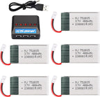 Crazepony 3.7V 400mAh Lipo Battery 5-Pack Lipo Battery with 5-in-1 Battery Charger for Syma H99W H31 H6C H98 TR-C385 TR-P51 TR-F22 Quadcopter