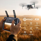 Contixo Foldable 4K Cinematic F29 Drone for Adults & Hobbyists, 3-Axis Gimbal, 5 Touchscreen Remote, GPS Return Home, Follow Me, Orbit Mode, Brushless Motor, 46 Min Flight Time (2 Batteries), 3KM Range