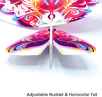 Self Flying eBird Pink Butterfly - Electronic Flying Bird Drone Toy. Adjust The Rudder to Make The Flapping Wings Bird Fly Forward and Back to You. 3 Flying Models! No Remote Control Needed