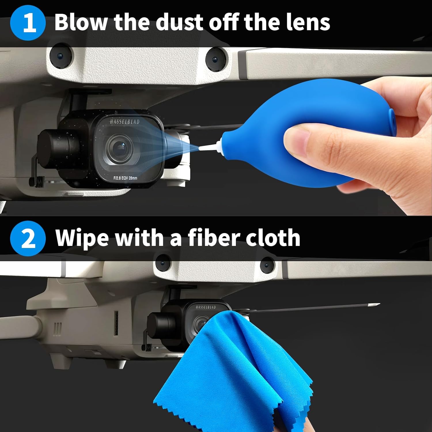 Drone Cleaning Kit for DJI, Holy Stone, Scoot, FPV Drone, Hobby RC Quadcopters Multirotors - with Spray Cleaner for Screen Lens