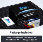 Zeee 4S Lipo Battery 2200mAh 14.8V 120C with XT60 Plug RC Graphene Battery for RC Models RC Boat FPV Drone Quadcopter Helicopter Airplane RC Car(2 Pack)