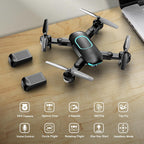 Drone with 1080P Camera, Foldable Drone for Beginners with Light, Upgrade Altitude Hold, Gesture Selfie, Waypoint Fly, 3D Flip, 3 Speed Mode, Circle Fly, One Key Start