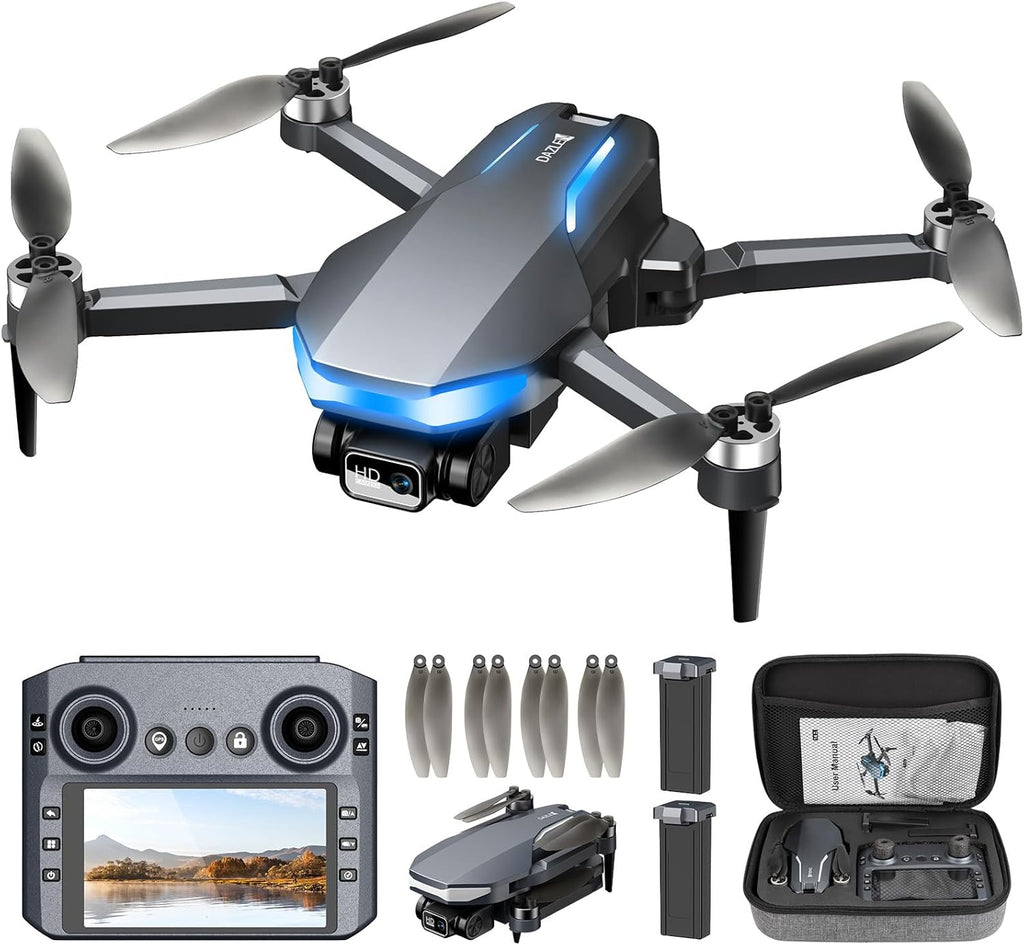 GPS Drone with 2K Camera for Adults, 5G FPV Foldable Drone with 4.5 Screen Controller, Brushless Motor, Tap Fly & Circle Fly, GPS Auto Return, Follow Me, Long Flight Time RC Quadcopter for Beginners