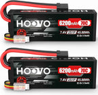 HOOVO 7.4V 70C 6200mAh 2S Lipo Battery Hard Case with Tracxas Plug for RC Car RC Helicopter RC Truck RC Truggy Airplane Quadcopter UAV Drone FPV (2 Packs