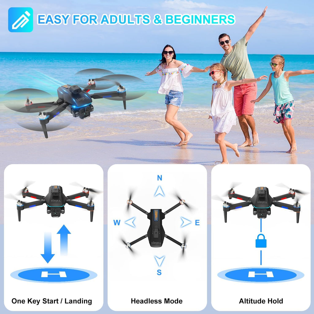 Drone with Camera for Adults,Mini Drone with Brushless Motor,2 Batteries,One Key Take Off/Land,360 Flips, Waypoint Fly, Altitude Hold,Foldable Drones for Beginners