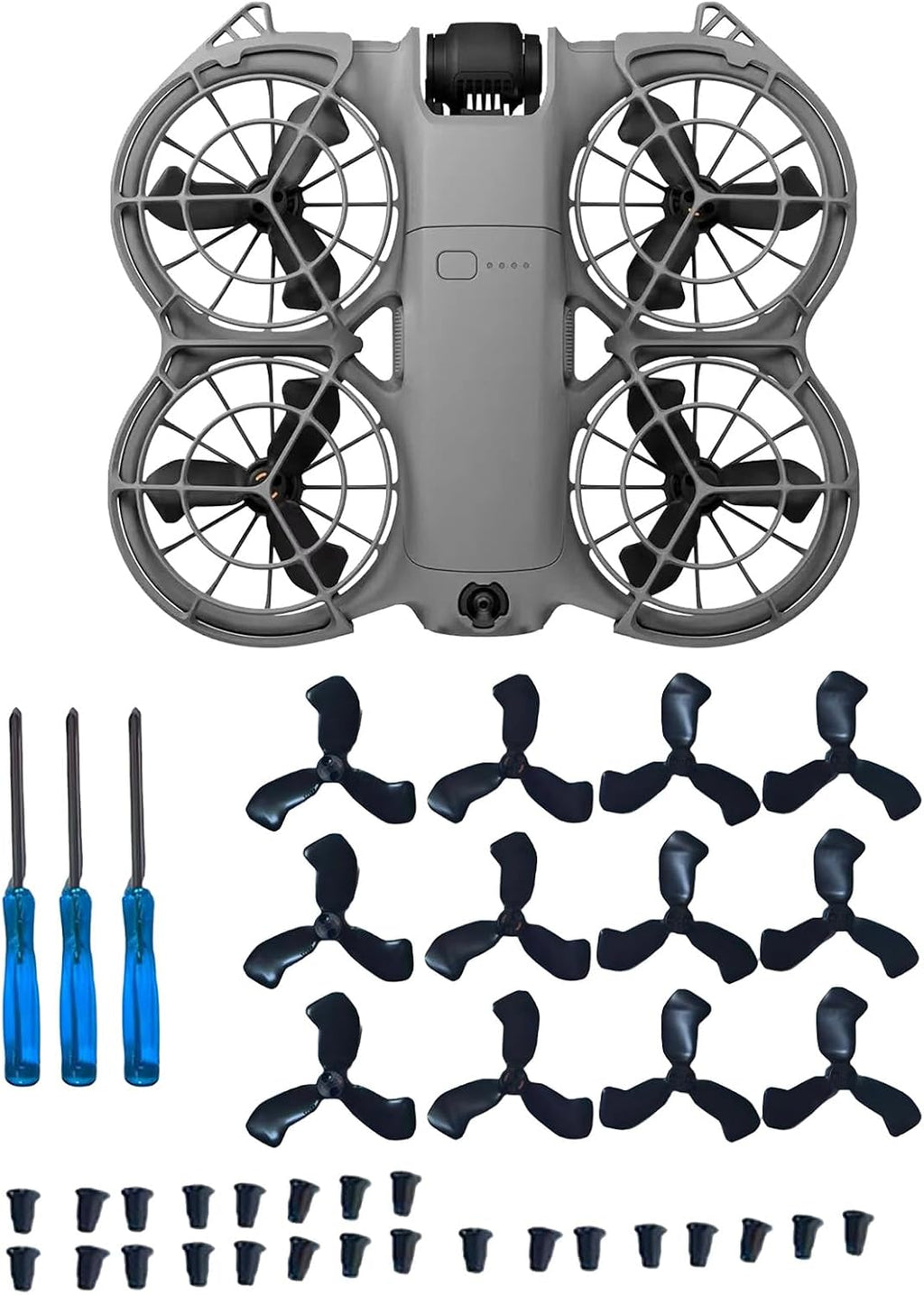 12Pcs Propellers Compatible with DJI Neo 2 Accessories ¨C Plastic Replacement Propeller Blades, Lightweight Quiet Low-Noise Design, Durable Flexible Drone Spare Parts Including Screws and Screwdriver