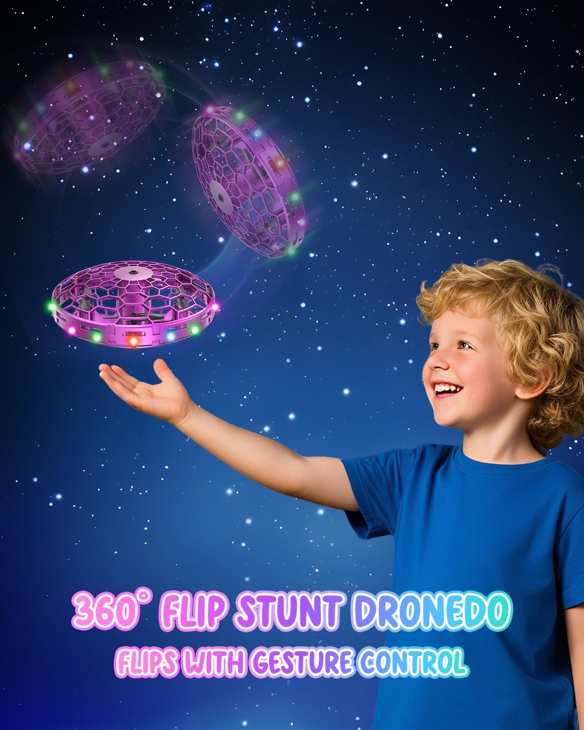 Flying Toy Drone for Kids£¬360¡ã Hands Free Motion Sensors Mini Drone with Cool LED Lights,Easy Indoor Small UFO Toy Flying Ball Drone for Kids -Pink