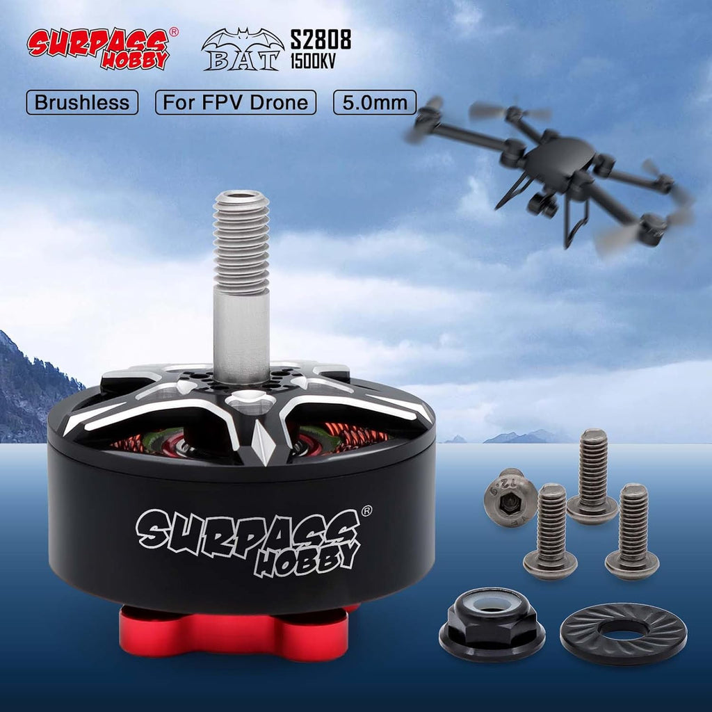 Surpass Hobby S2808 Brushless Motors 1500KV Drone Motor for 6-7inch FPV Racing Drone Quadcopter Fixed Wing(4pcs)