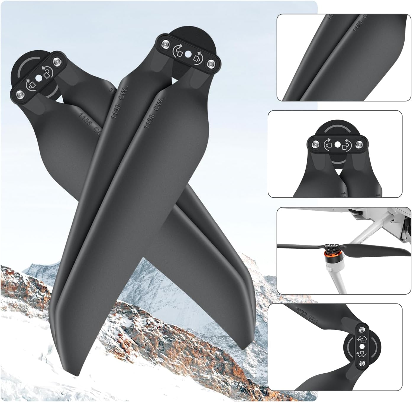 Autel Robotics EVO MAX 4T Propeller 1158 Blades, Foldable & Durable Propellers Standard 1 Set, Accessories Prop Blades Only for Autel EVO Max 4T/ 4N V2 Drone, 100% O.riginal