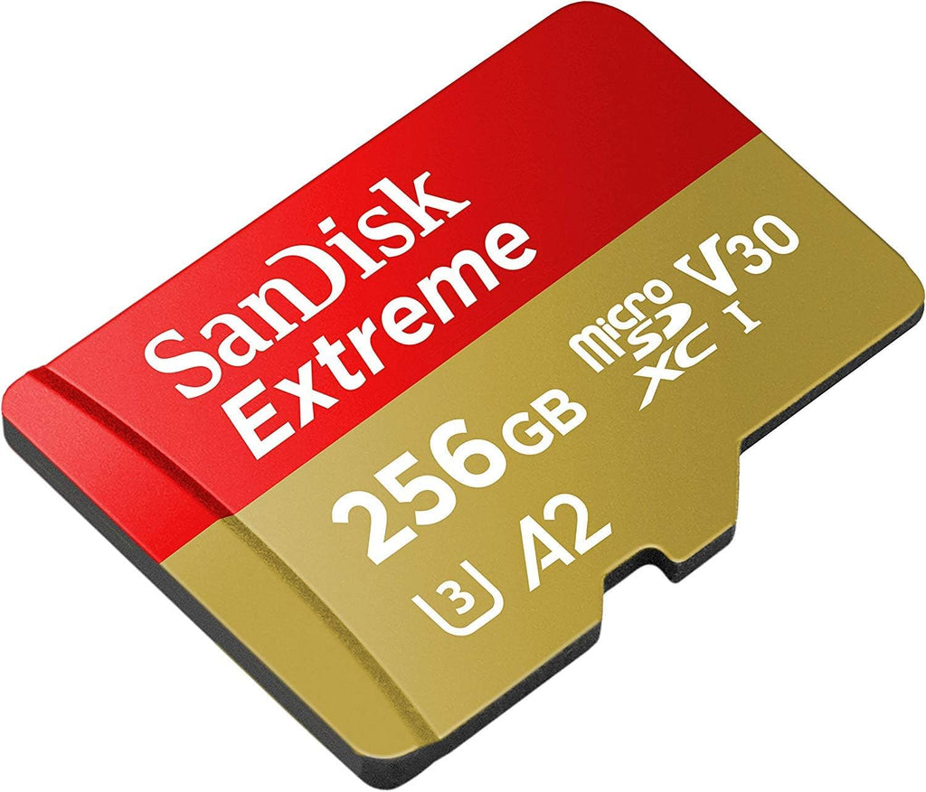 SanDisk 256GB Extreme MicroSDXC UHS-I Memory Card for DJI Drones Works with Avata and Goggles 2 (SDSQXAV-256G-GN6MN) Class 10 Bundle with 1 Everything But Stromboli Micro SD Card Reader
