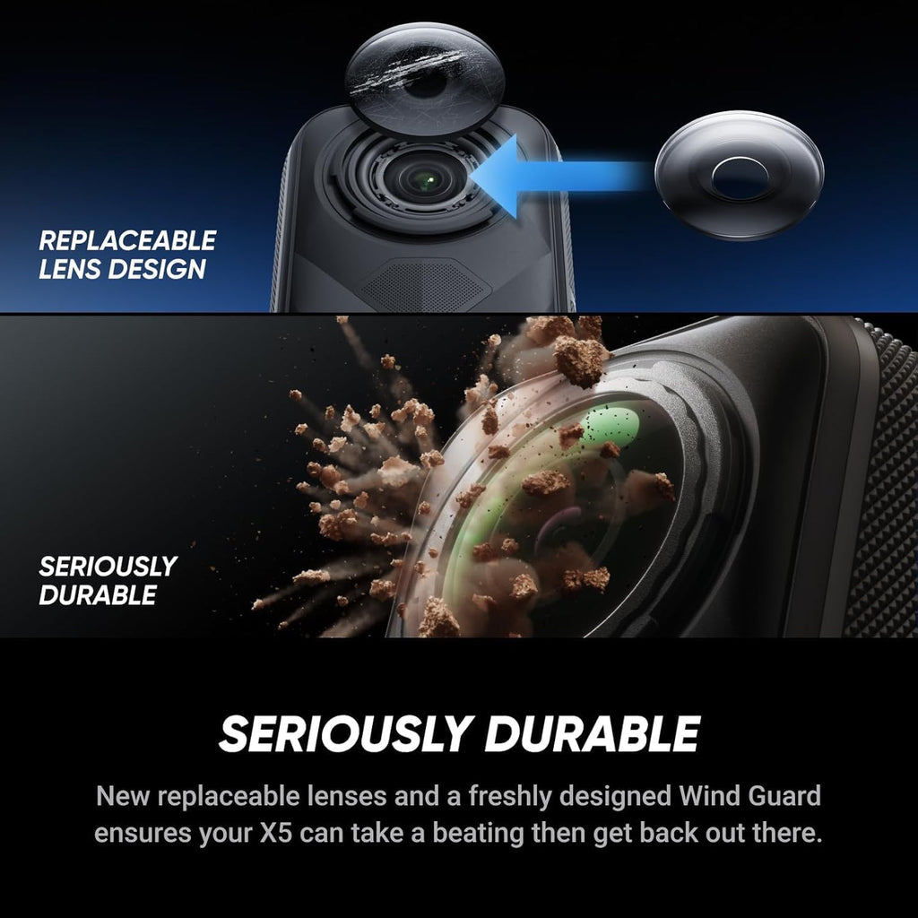 Insta360 X5 Extended Selfie Stick Drone View Bundle ((3m/9.8ft))-8K Waterproof 360 Action Camera with 1/1.28 48MP Sensors, 8K 360 HDR Video|Bundle Includes 3m Selfie Stick, Lens Cap (256GB)
