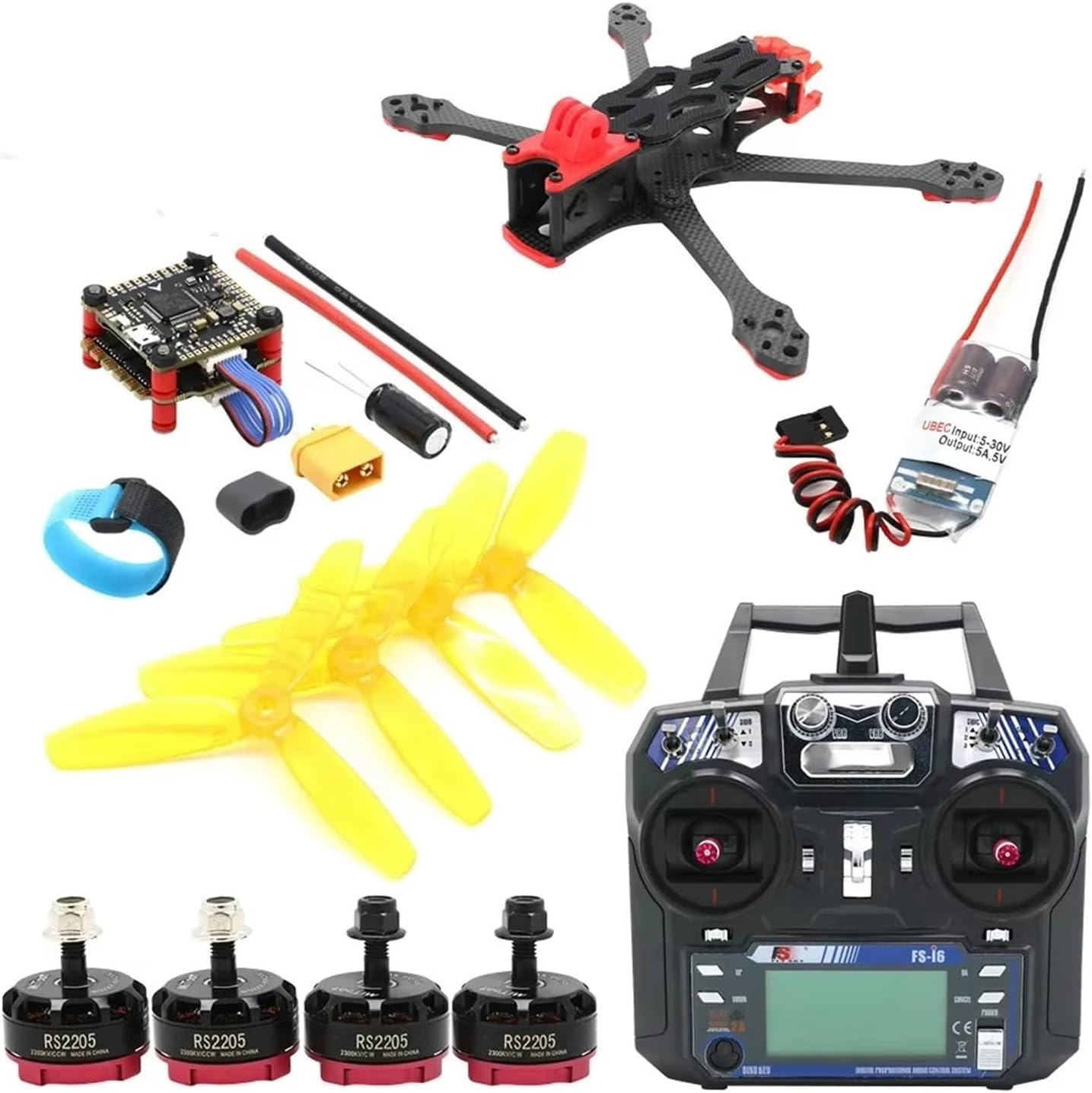 5 Inch 250mm FPV Drone Frame Kit, 2206 2300KV Motor, 45A 4-in-1 ESC, F4 Flight Controller For RC Racing DIY Build(Combo no TX)