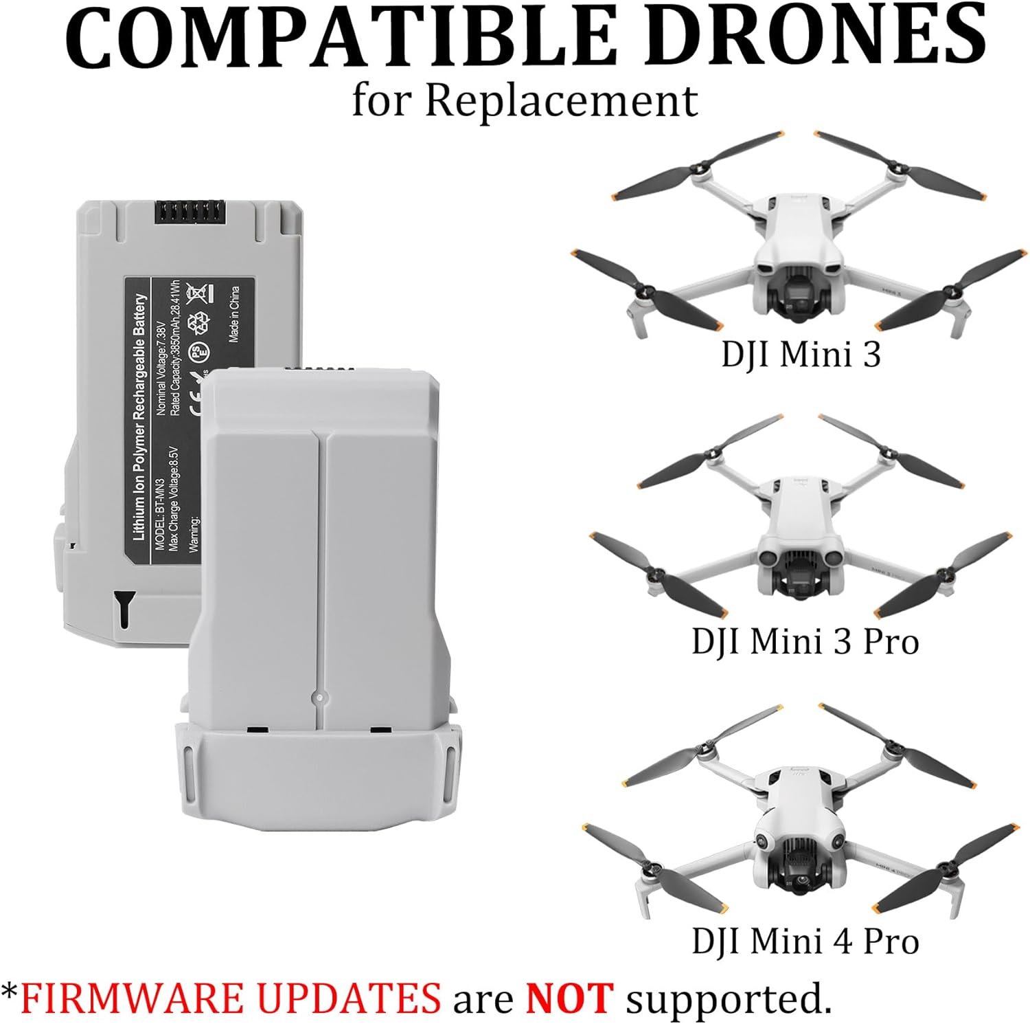 2 Pack Mini 3 Series Intelligent Flight Battery Plus with Two-Way Charging Hub for DJI Mini 4 Pro - 3850mAh-7.38V Drone Replacement Battery Pack with Charging Hub Combo for DJI