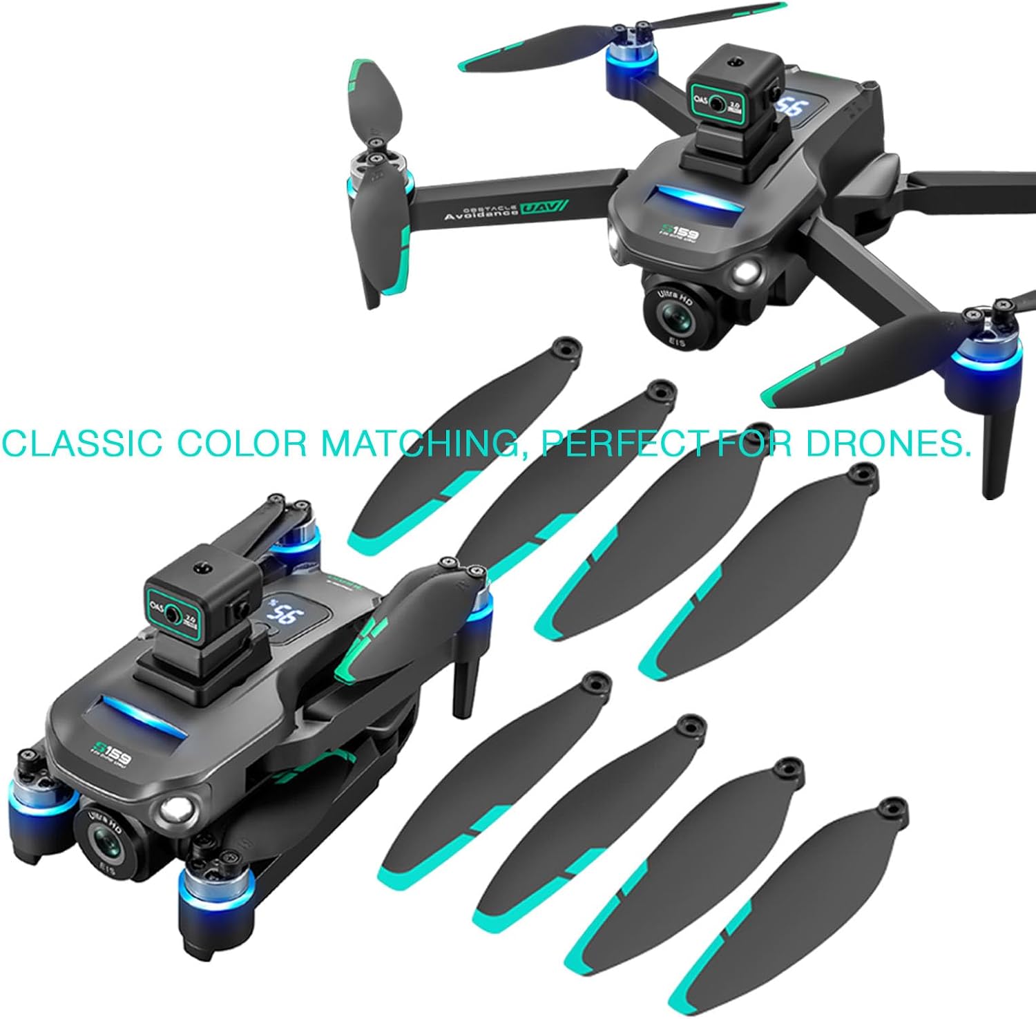 Drone Propeller Replacement Set, 16PC Blades with Screws for S159 Drone, Universal Drone Propellers 70mm Replacement Blades Compatible with Most Drones