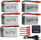 Blomiky 5 Pack 3.7V 800mAh 25C Rechargeable Li-po JST Plug Batteries and 4 in 1 Board Fit for MJX X300C X400W X600 X800 RC Quadcopter Drone / 3.7V 800mAh JST *5